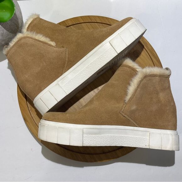 Dolce Vita Zanza Suede Platform Ankle Boot Women 9.5 Chunky Faux Fur Bootie Cozy - Picture 8 of 10